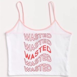 JV By Jac Vanek White Pink Wasted Crop Tank Top Size Small